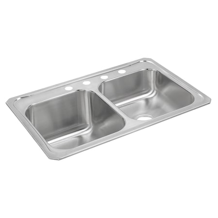 Elkay Celebrity Stainless Steel 33 X 22 X 10-1/4 Equal Double Bowl Top Mount Sink STCR3322LMR2